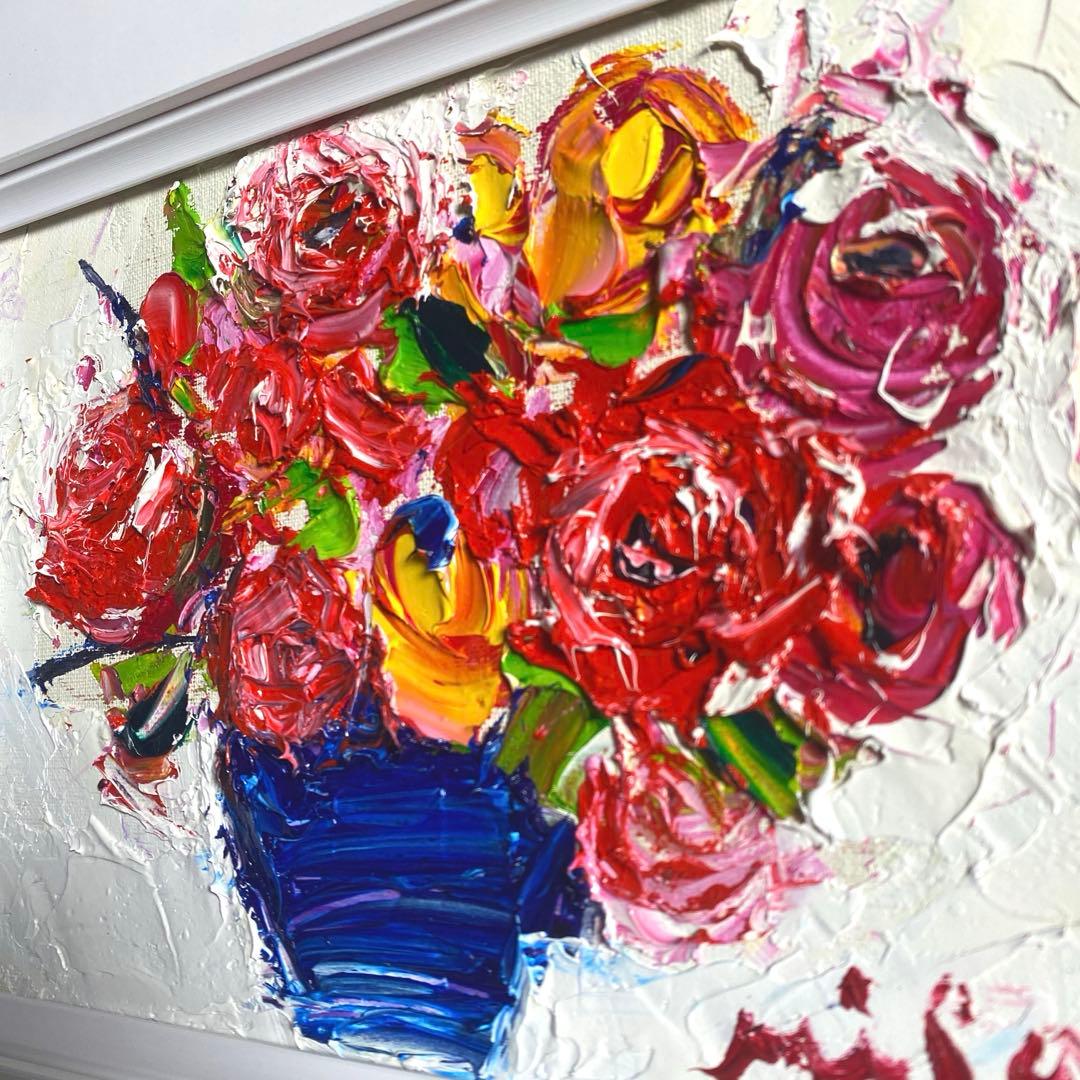 題名【　バラ　　】◾️油彩画　SMサイズ◾️兼田美佐子　原画　本物