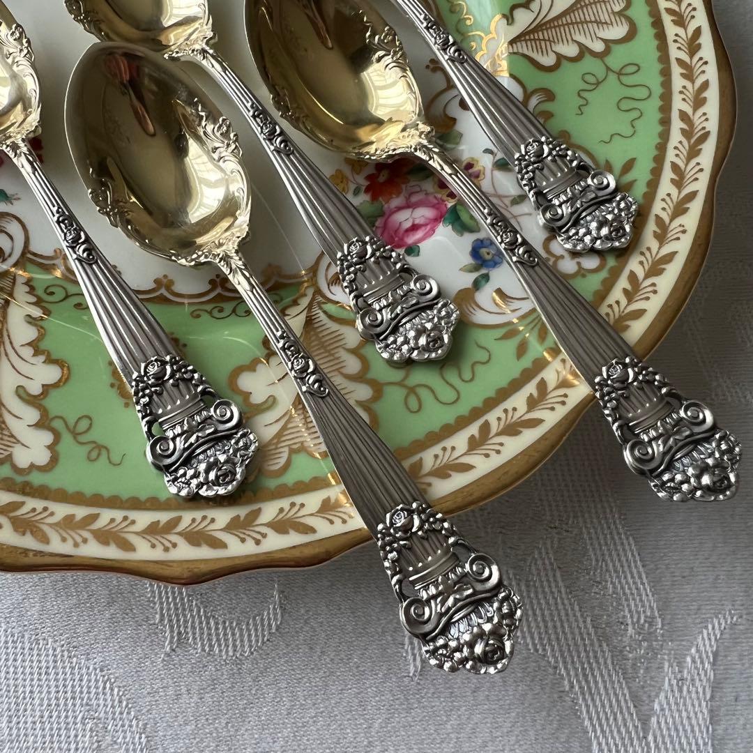 ローズガーランド】薔薇紋 米国 スターリングシルバー スプーン5本