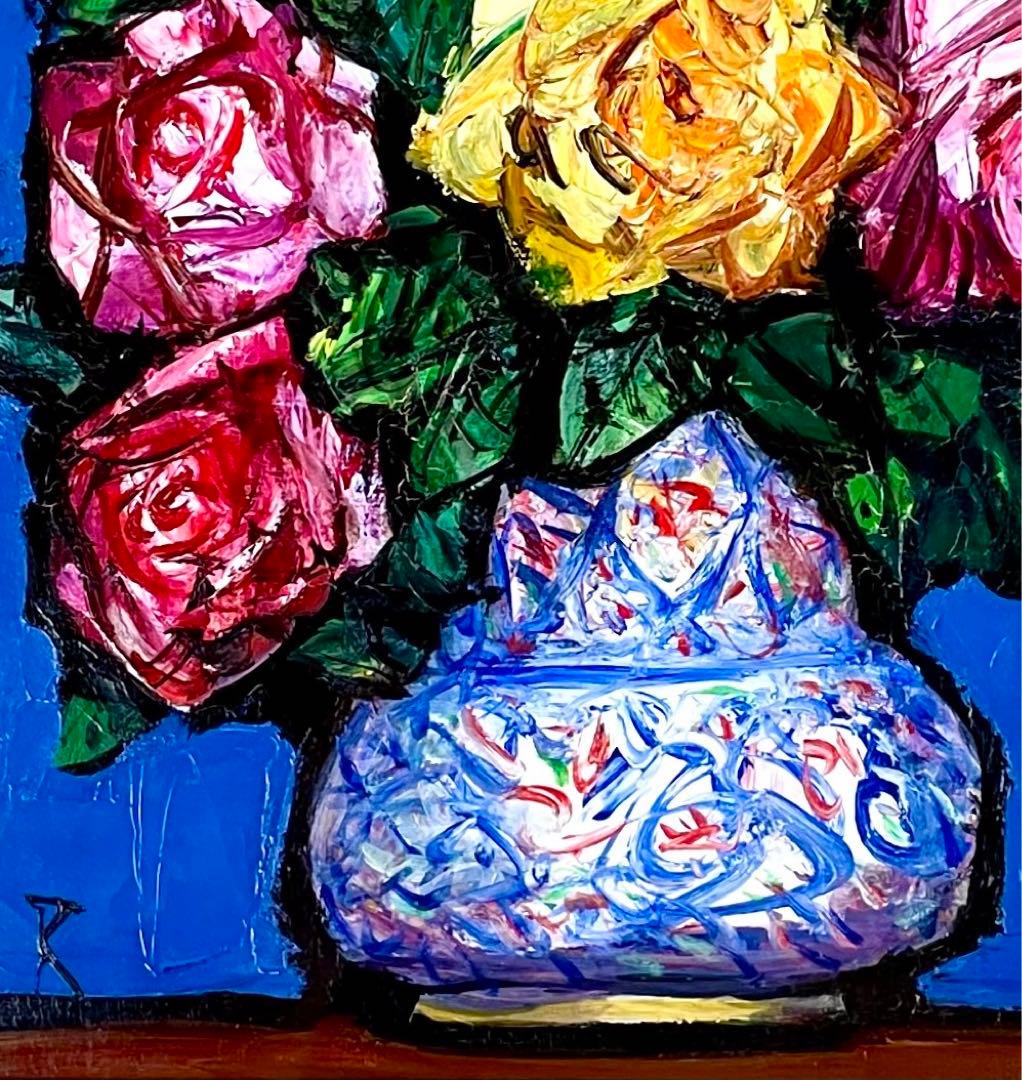 中川力 真作「ばら」 油彩6号 格調高い薔薇図名品 師：有島生馬 - メルカリ