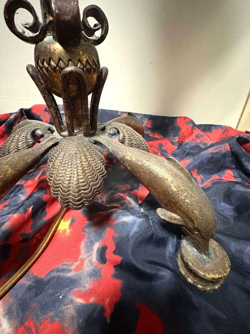 アンティーク ライト スタンド 鳥の装飾 レトロ 真鍮 革製