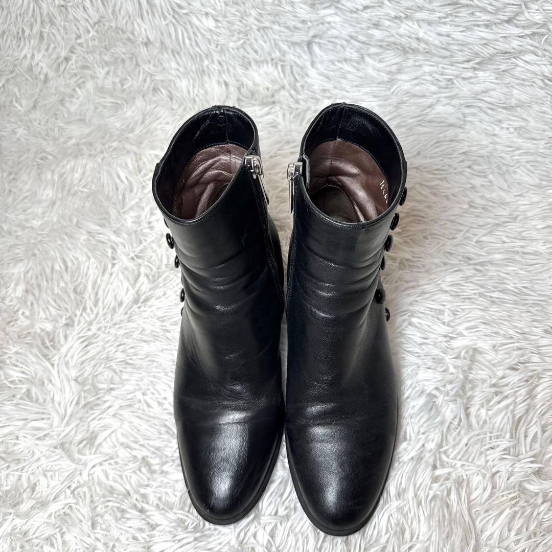 Pertini ペルティニ ブラック レザー ショートブーツ ボタン 23cm