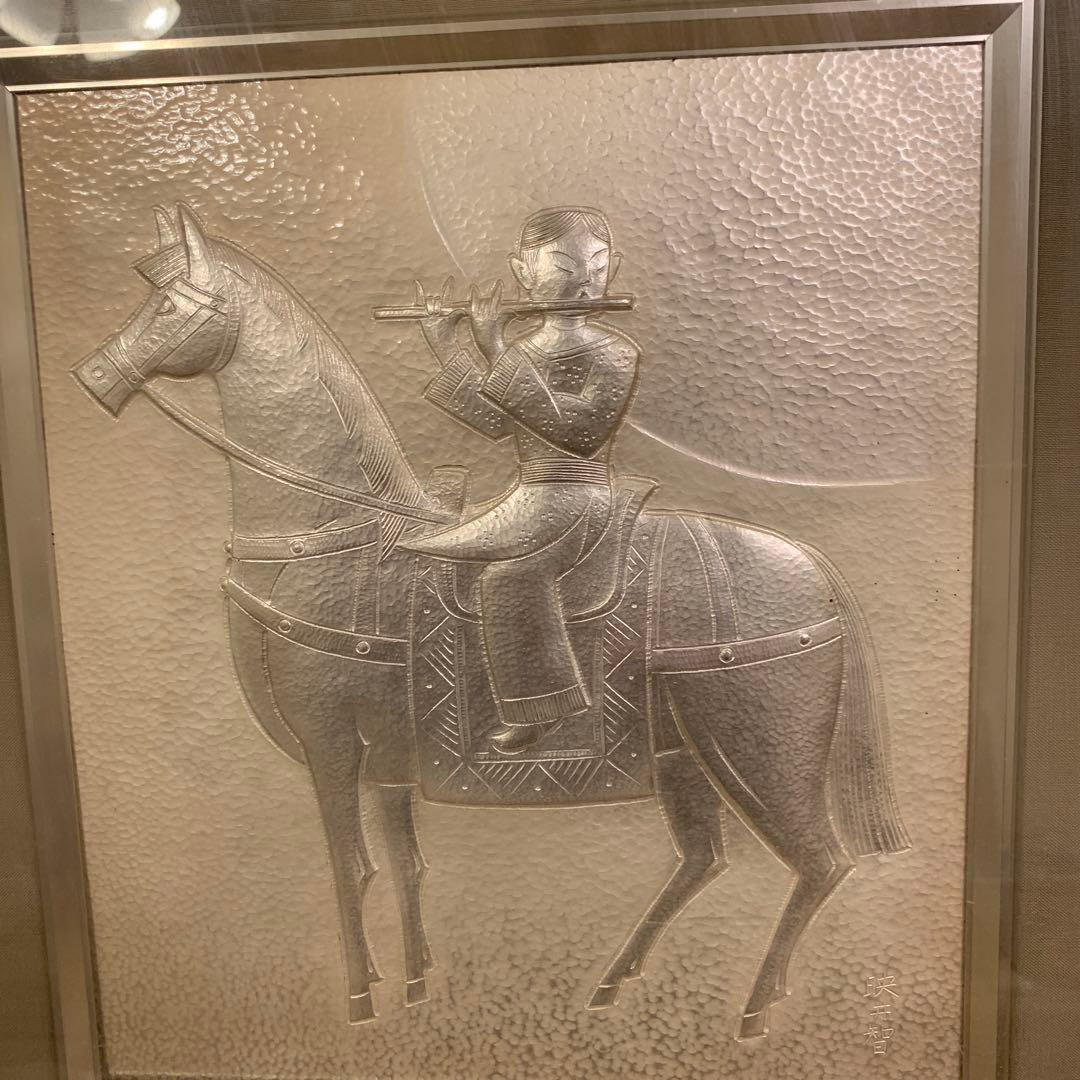 アンティーク 人間国宝・金森映井智作品 パネル額／静韻 500限定