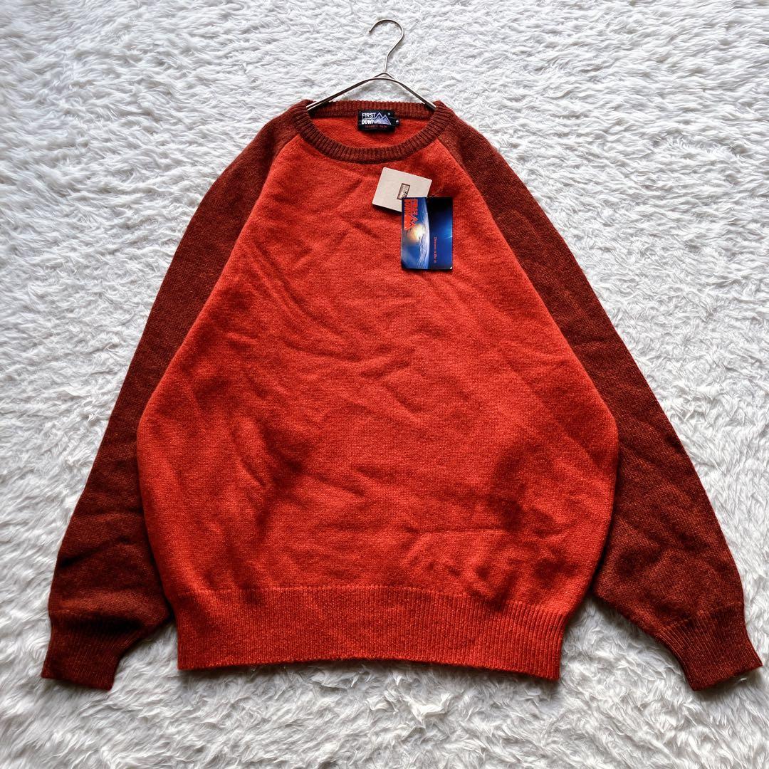 新品【FIRST DOWN】ラグランスリーブ ニットセーター ウール100 4L