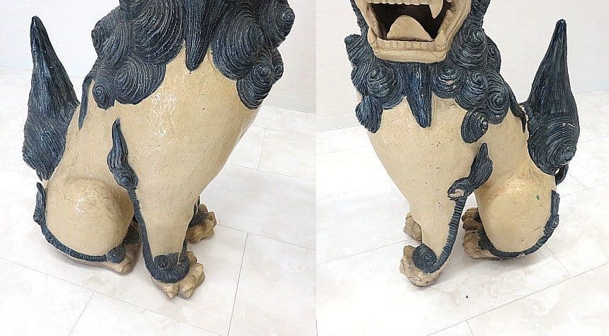 琉球焼 宮城陶房「宮城勝臣」作 大型シーサー一対 厚生労働大臣認定