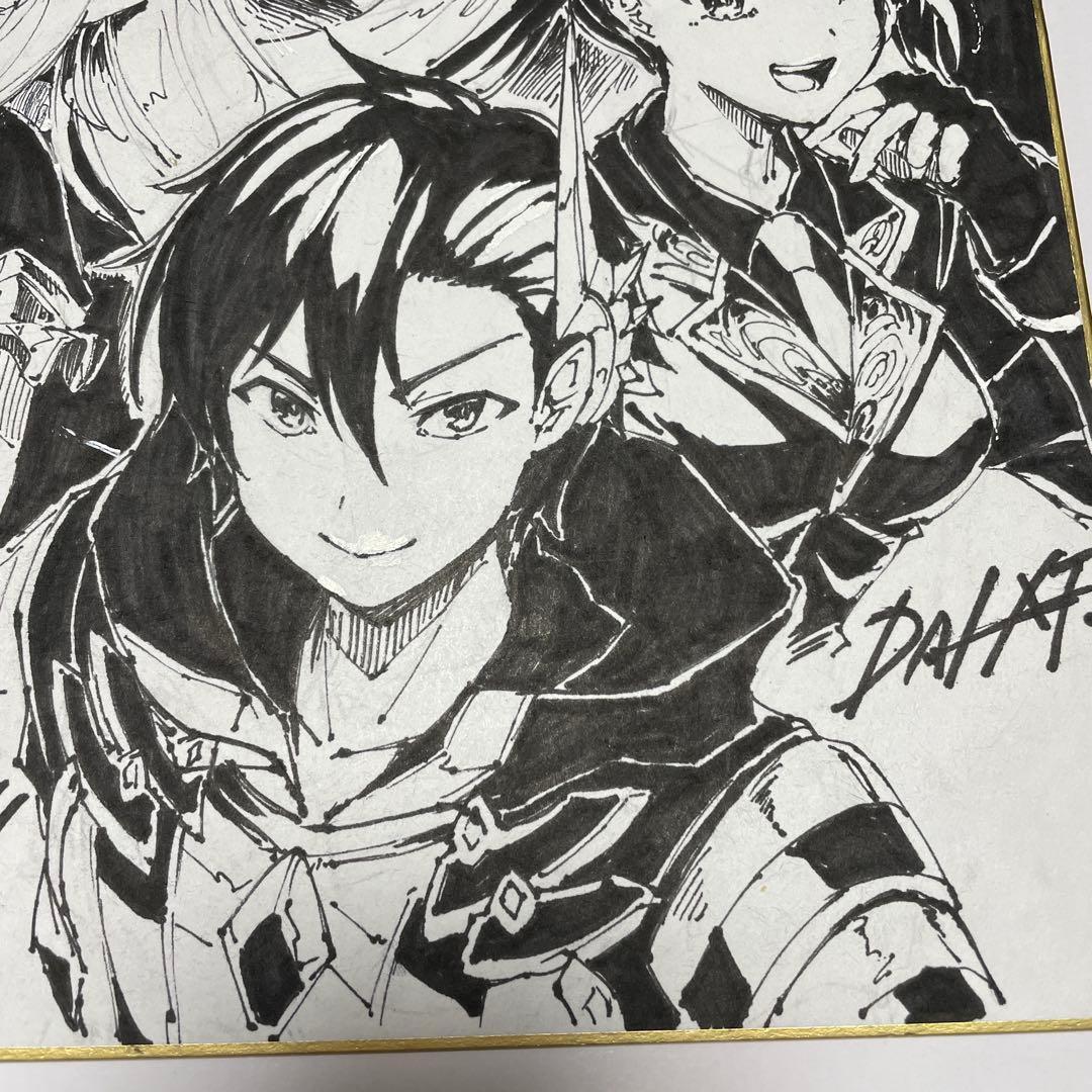 黒の召喚士 原作イラスト：ダイエクスト先生 直筆イラスト色紙 当選品