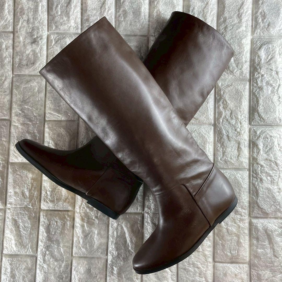 未使用 REMME レメ ロングブーツ ブレンタ フラット インヒール 23.5