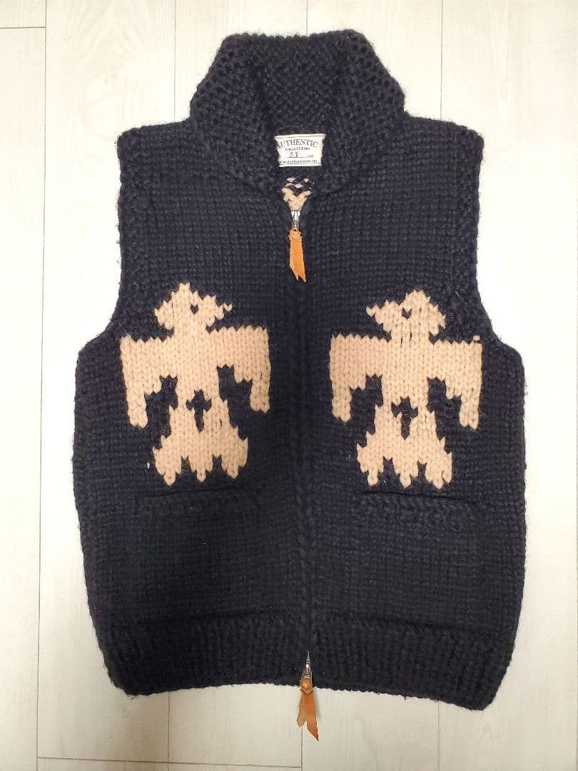 KANATA カウチンベスト 限定51/500 カナダ製 ウール100% KANATA（カナタ） カナダ製 カウチンセーター ベスト ネイティブ調