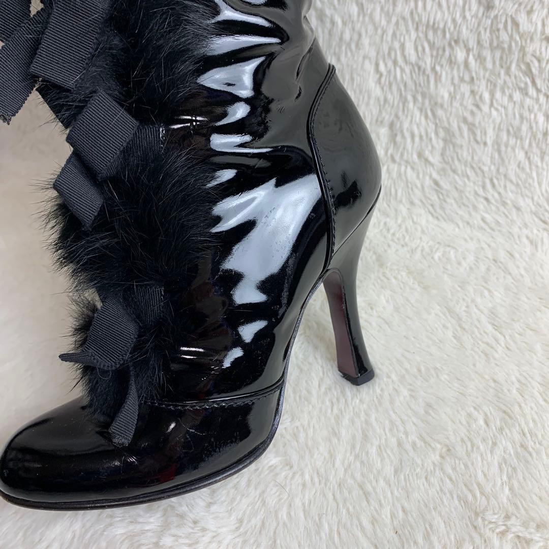 【定価30万】《超レア商品》ルイヴィトンリボンファーエナメルブーツ