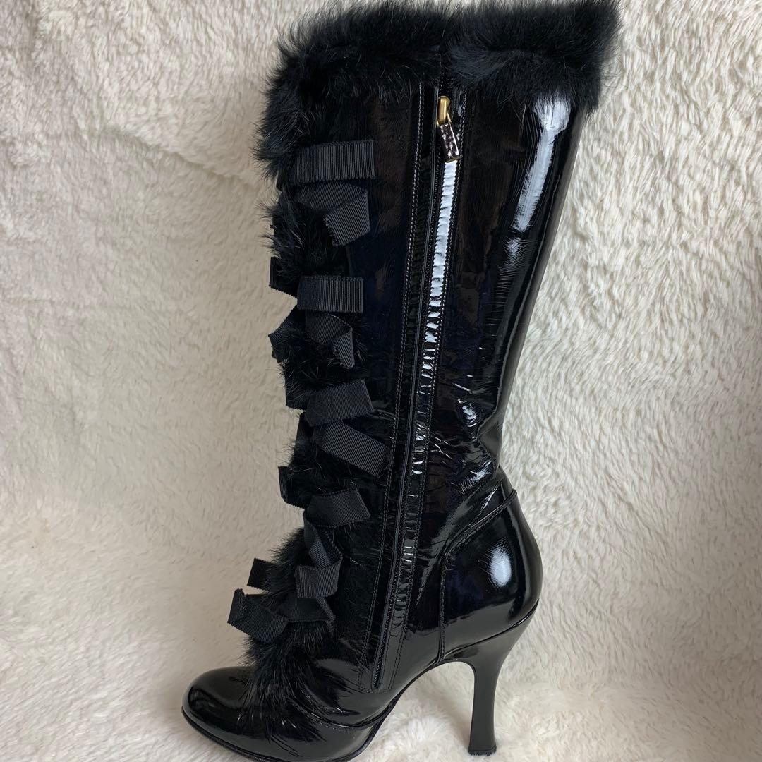 【定価30万】《超レア商品》ルイヴィトンリボンファーエナメルブーツ