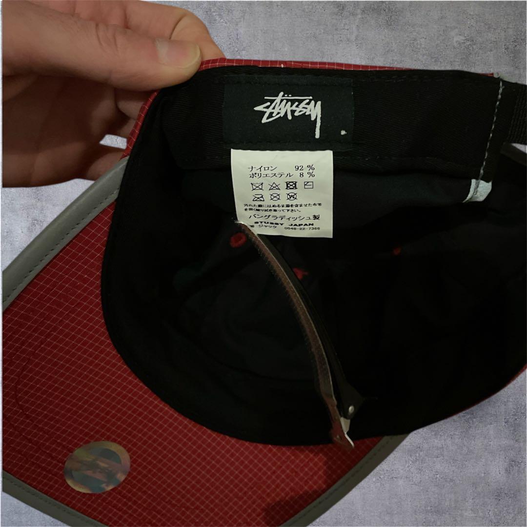 Stussy sport nylon capナイロンキャップ 赤 チェック柄 - メルカリ