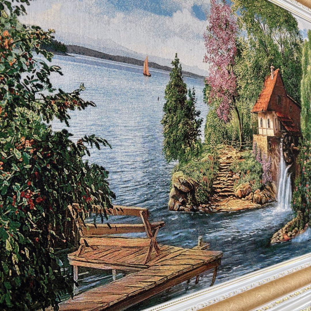 幅137×高さ77 自然の風景 水車小屋 絵画 アウトレット特価品 お買い得