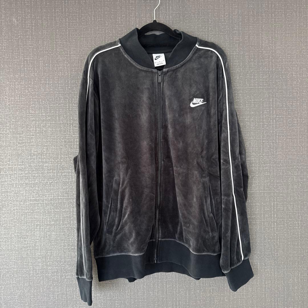 希少】NIKE ベロア ジャージ 上 セットアップ可 スウォッシュ 刺繍ロゴ