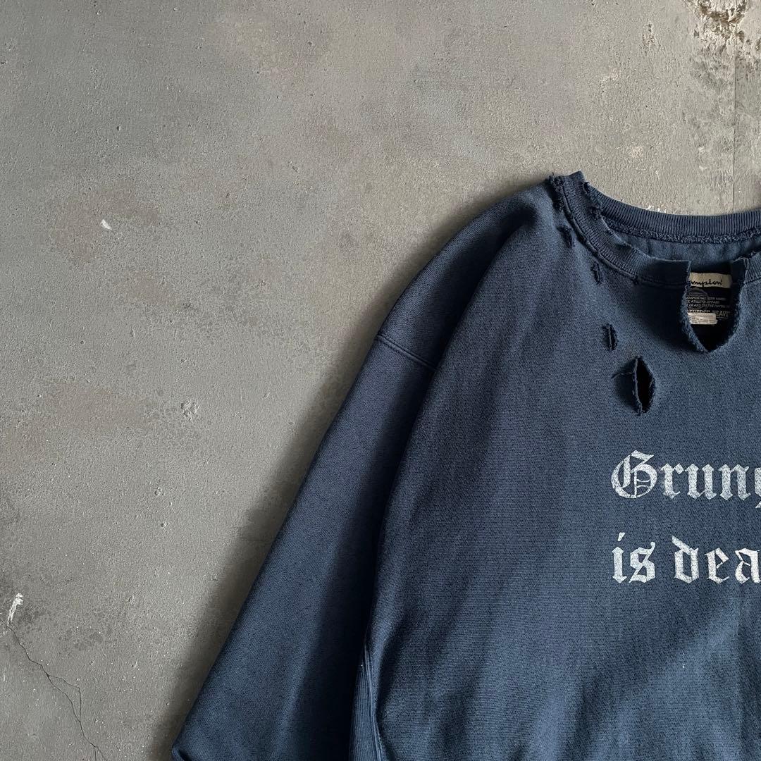 grunge is dead“ペイント“紺”XL“リバース“boro sweat - メルカリ