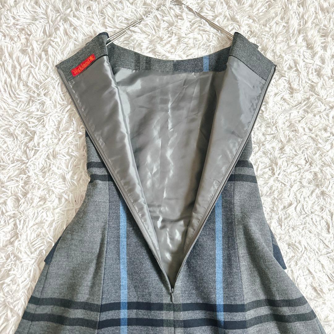 美品⁂ヨークランド⁂膝丈ウールワンピース チェック リボン のだめ 上野