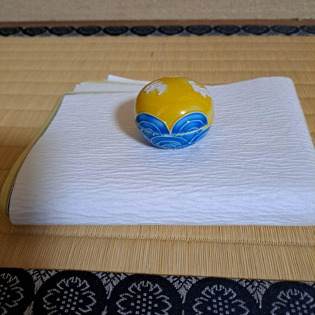 波うさぎ香合　交趾　平安3代高島洸春造　箱有り