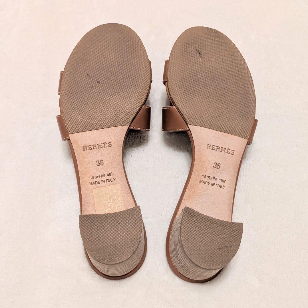ふーまゆさん専用】エルメス サンダル オラン ブラウン 23cm 本革