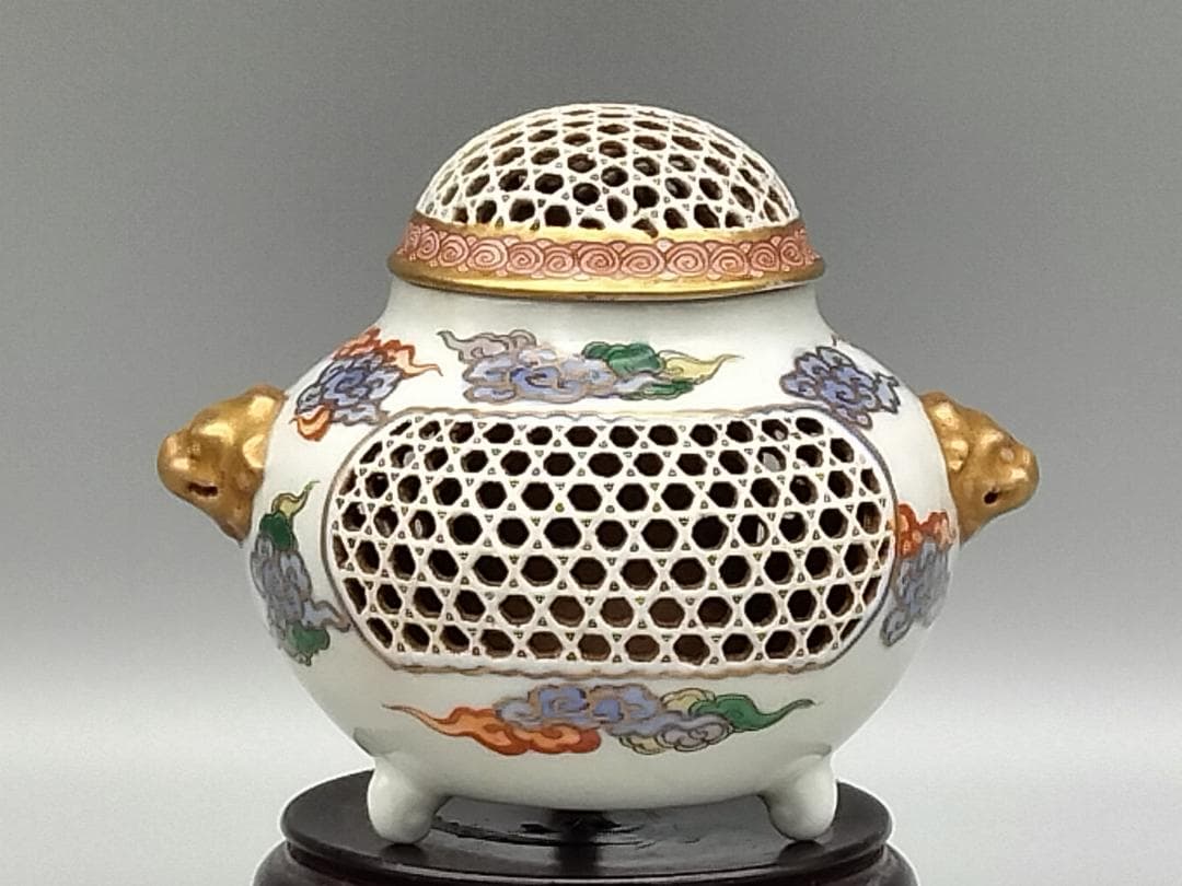 霊芝雲文 籠目透彫 火舎 吉祥文様香炉 - メルカリ