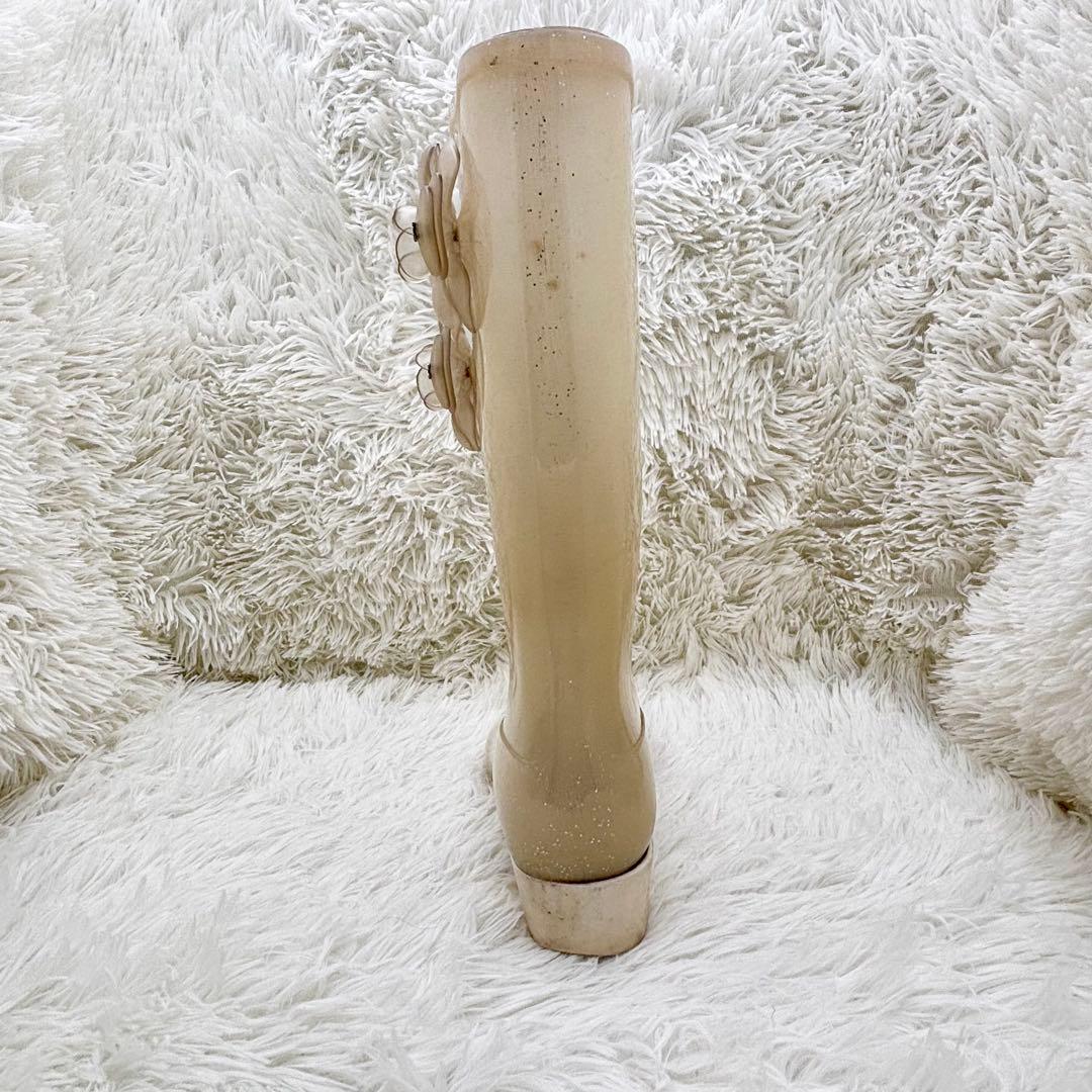 CHANEL レインブーツ カメリア ホワイト ココマーク シャネル 長靴 38