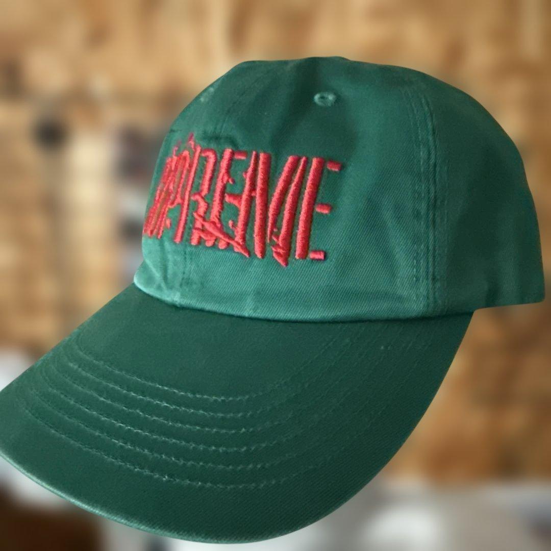 Supreme ロゴ刺繍キャップ グリーン 希少 タグ付 正規品 美品 - メルカリ