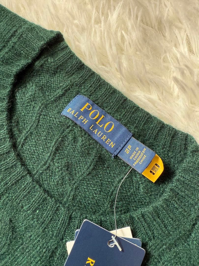 ポロラルフローレン セーター ケーブル ウールカシミヤ混紡 グリーン