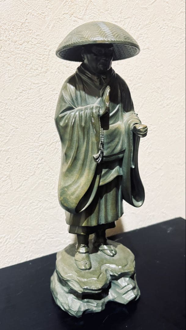 仏教美術 親鸞聖人像 古美術品 金属製 置物 約25cm 浄土真宗 ブロンズ