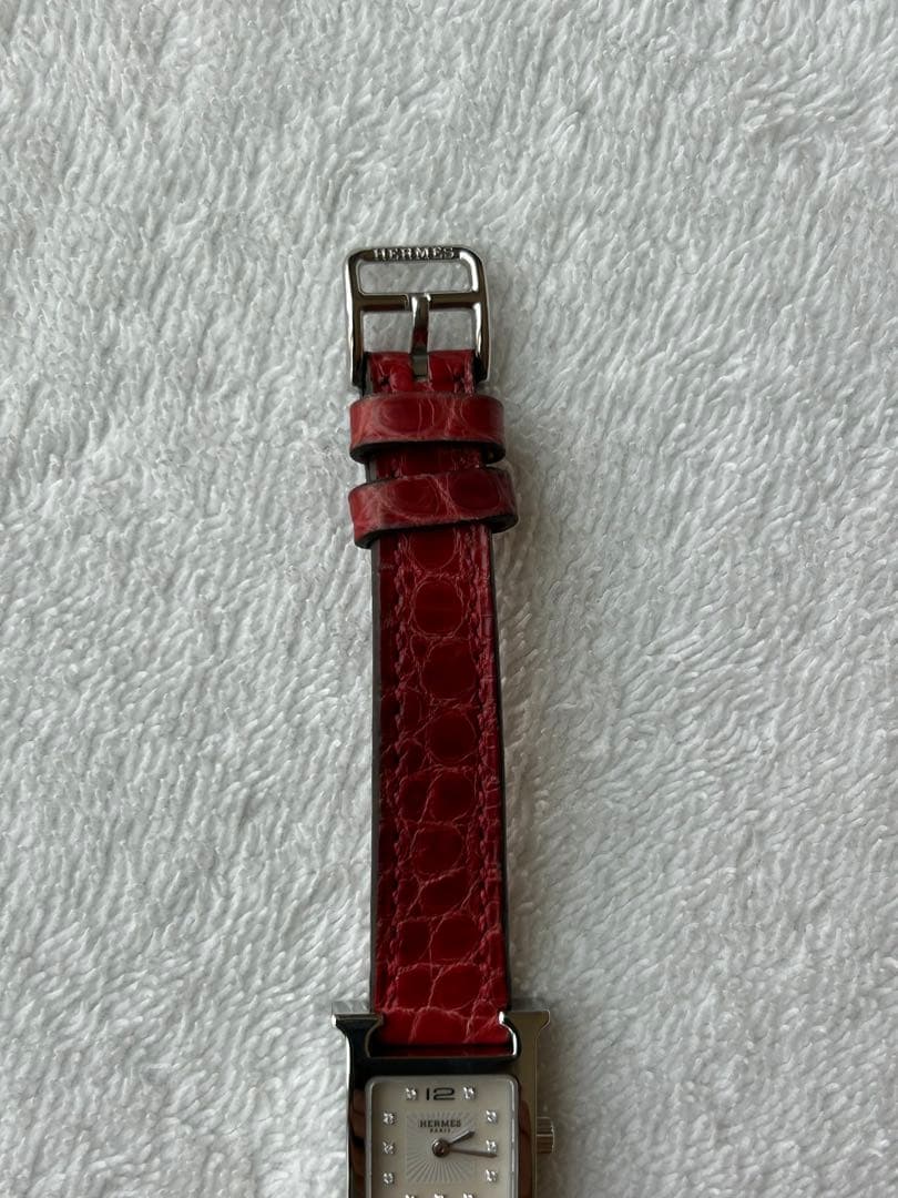 未使用に近いエルメス Hウォッチミニ HH1.110 11Pダイヤ シェル文字盤