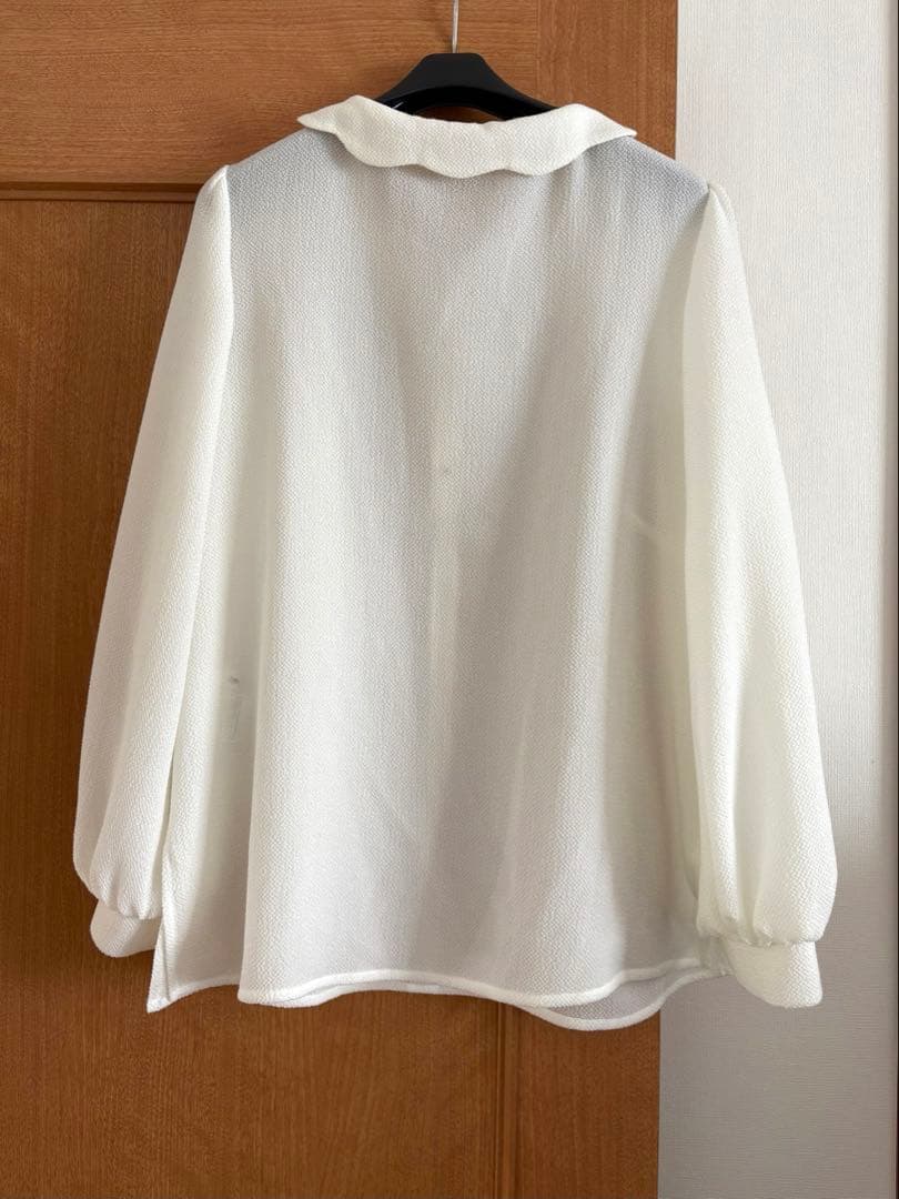 最終値下 ルネ スカラップカラー ブラウス 34 ホワイト