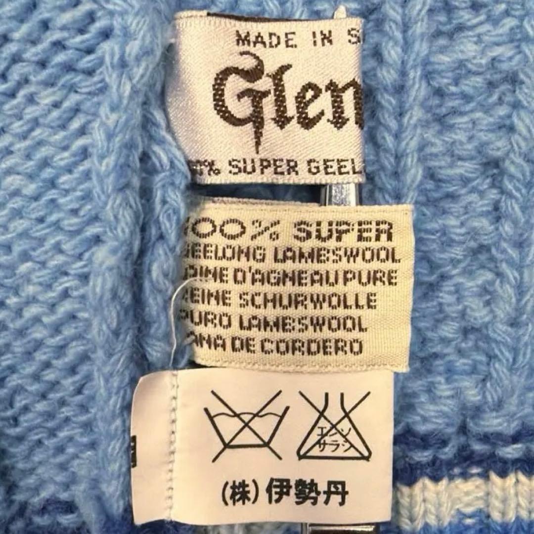 スコットランド製 Glenmac Vネック チルデンケーブルニット プル