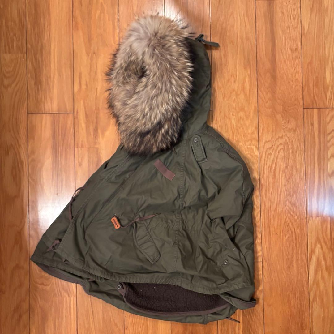 goa ミリタリー ポンチョ ファー ラクーン y2k グランジ 3way