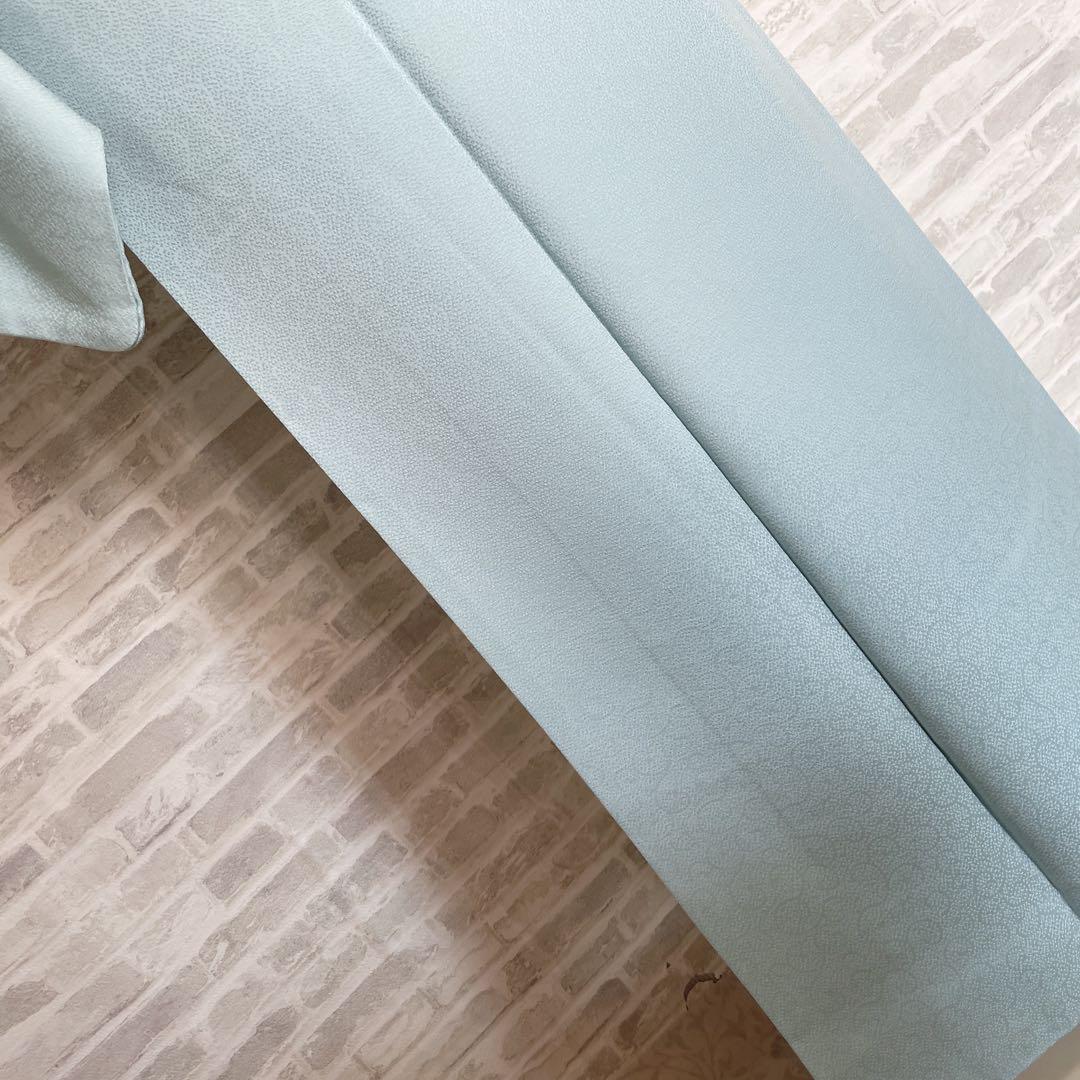 色無地 フルセット 唐草地紋 水色 シンプル 礼装 カジュアル 着物 I9