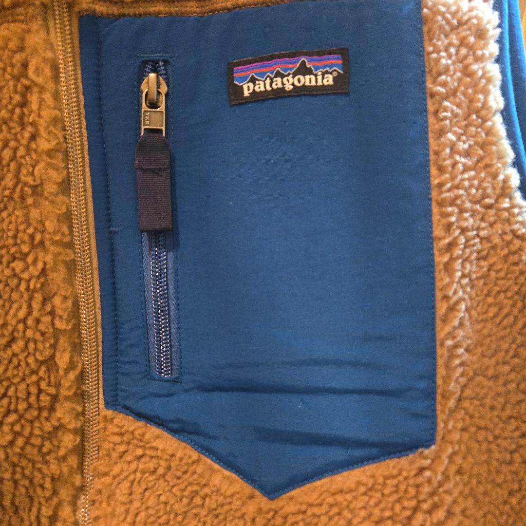 patagonia フリースベスト ベージュ・青 メンズ XS - メルカリ