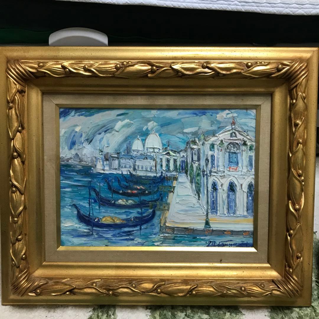 鈴木マサハル　ヴェネツィア風景の油彩額縁 鈴木マサハル ヴェネツィア風景の油彩額縁 鈴木マサハル