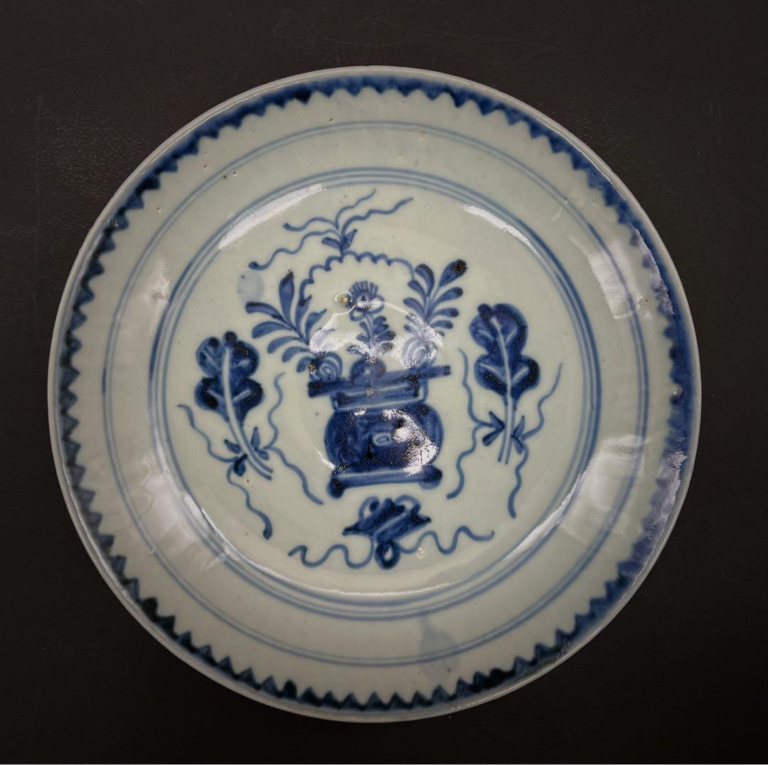 中国美術 古玩 明代骨董品 青華博古紋樣染付大皿 飾り皿 - メルカリ