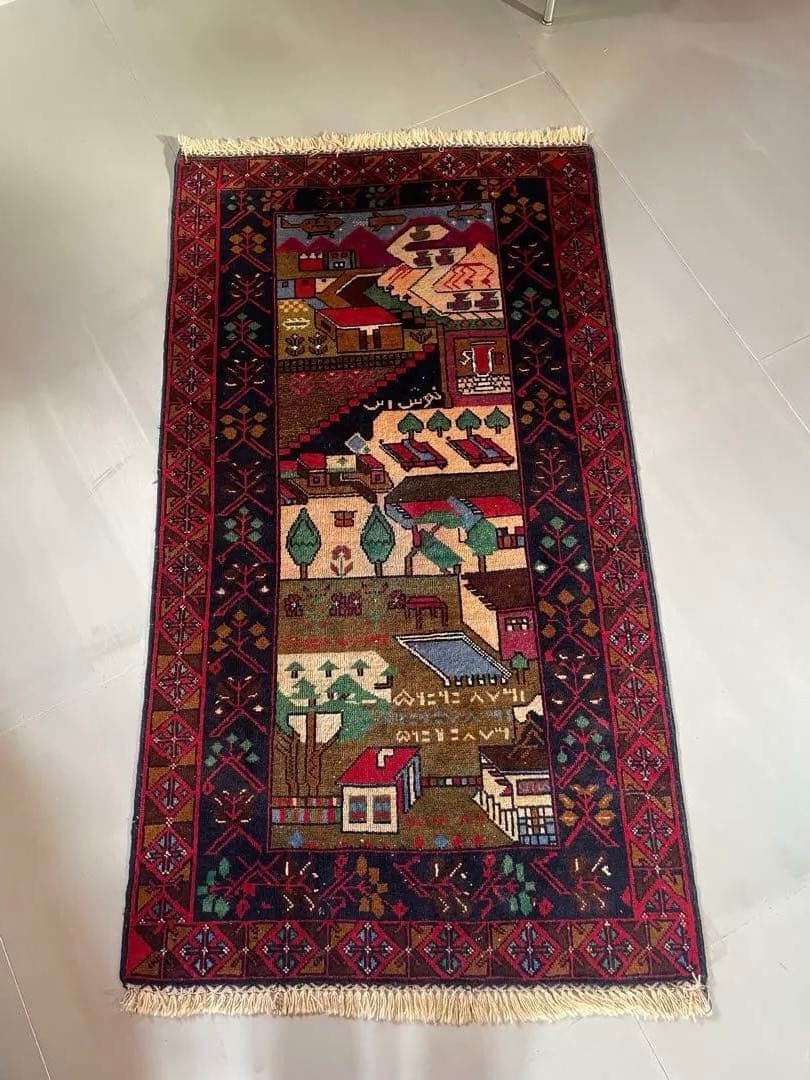 ユ*ト様 ビンテージラグ　トライバルラグ　ウォーラグ お洒落なヴィンテージラグ☆トライバルラグ バルーチ ヴィンテージラグ