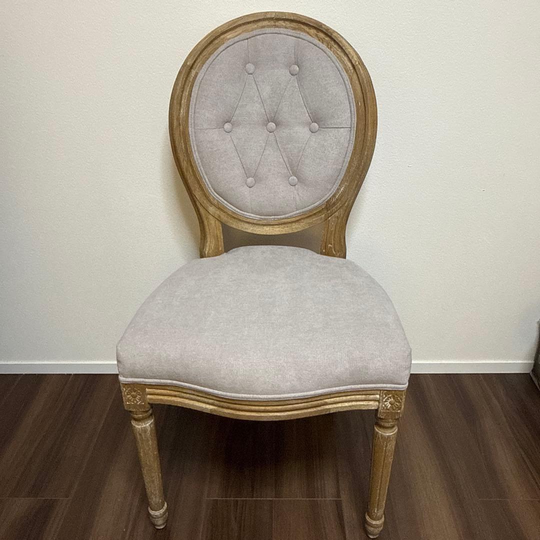 【美品】SarahGrace サラグレース　ダイニングチェアオーバルバック SGDダイニングチェアオーバルバックナチュラルAグレーベルベット