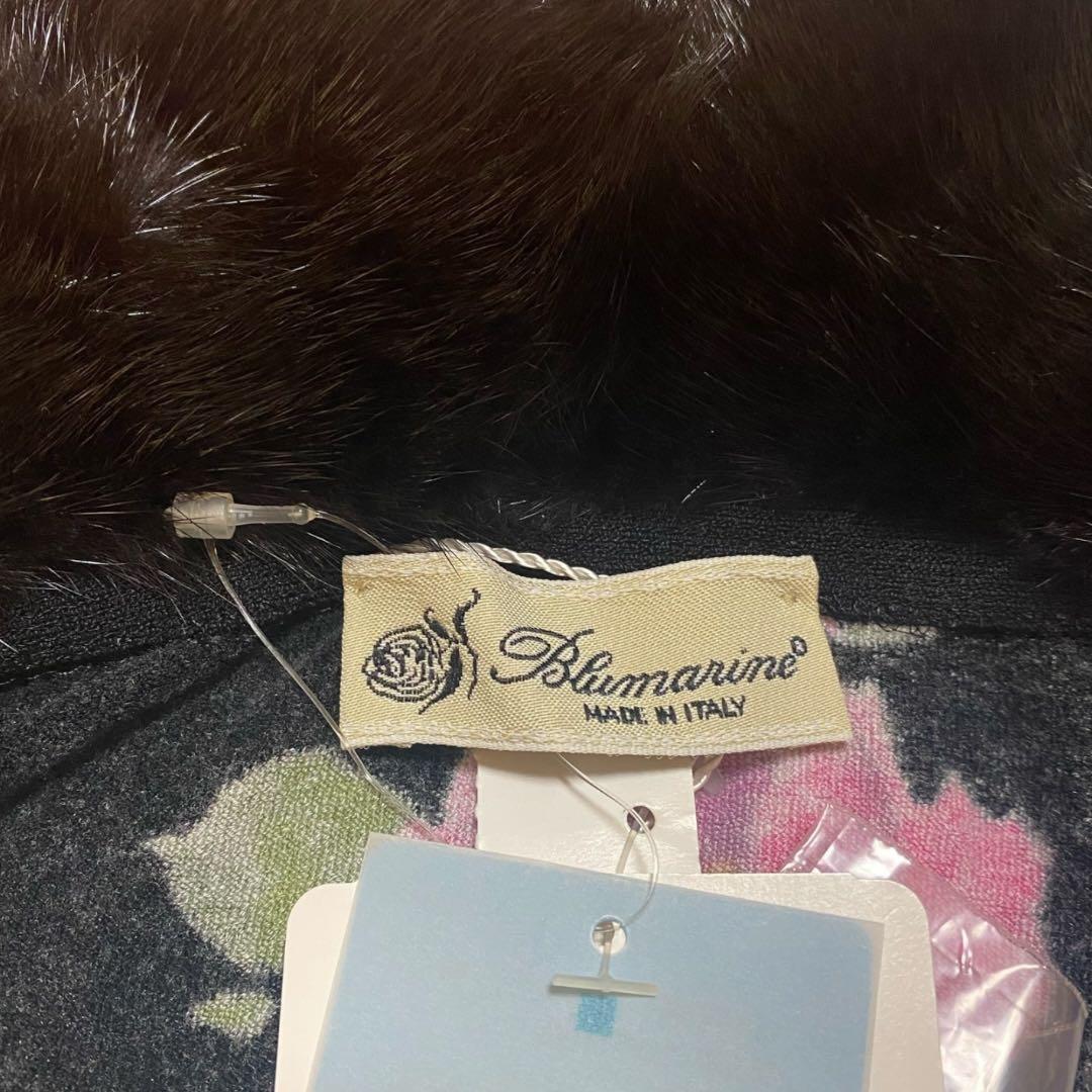未使用品 Blumarine ブルマリン フラワープリント シルク ミンクファー