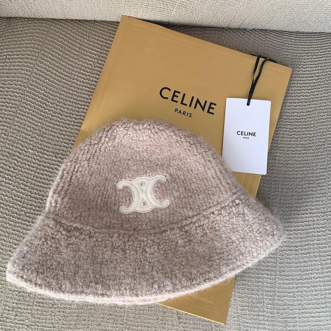 セリーヌトリオンフCELINEアルパカウールクロシェハット オートミール