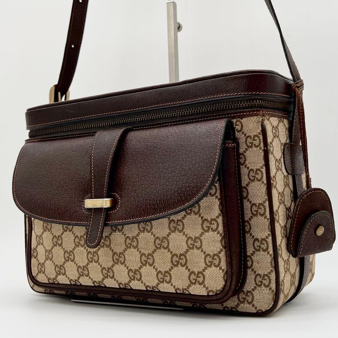 希少 GUCCI ショルダーバッグ GG キャンバス レザー BOX型 - メルカリ