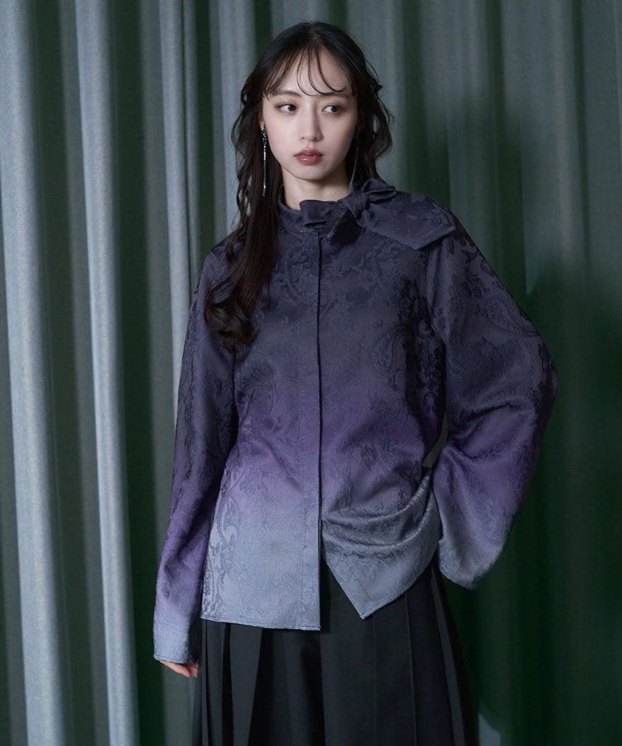 グラデーションジャガードボウタイシャツ HARE パープル 楽天市場】グラデーションジャガードボウタイシャツ HARE ハレ