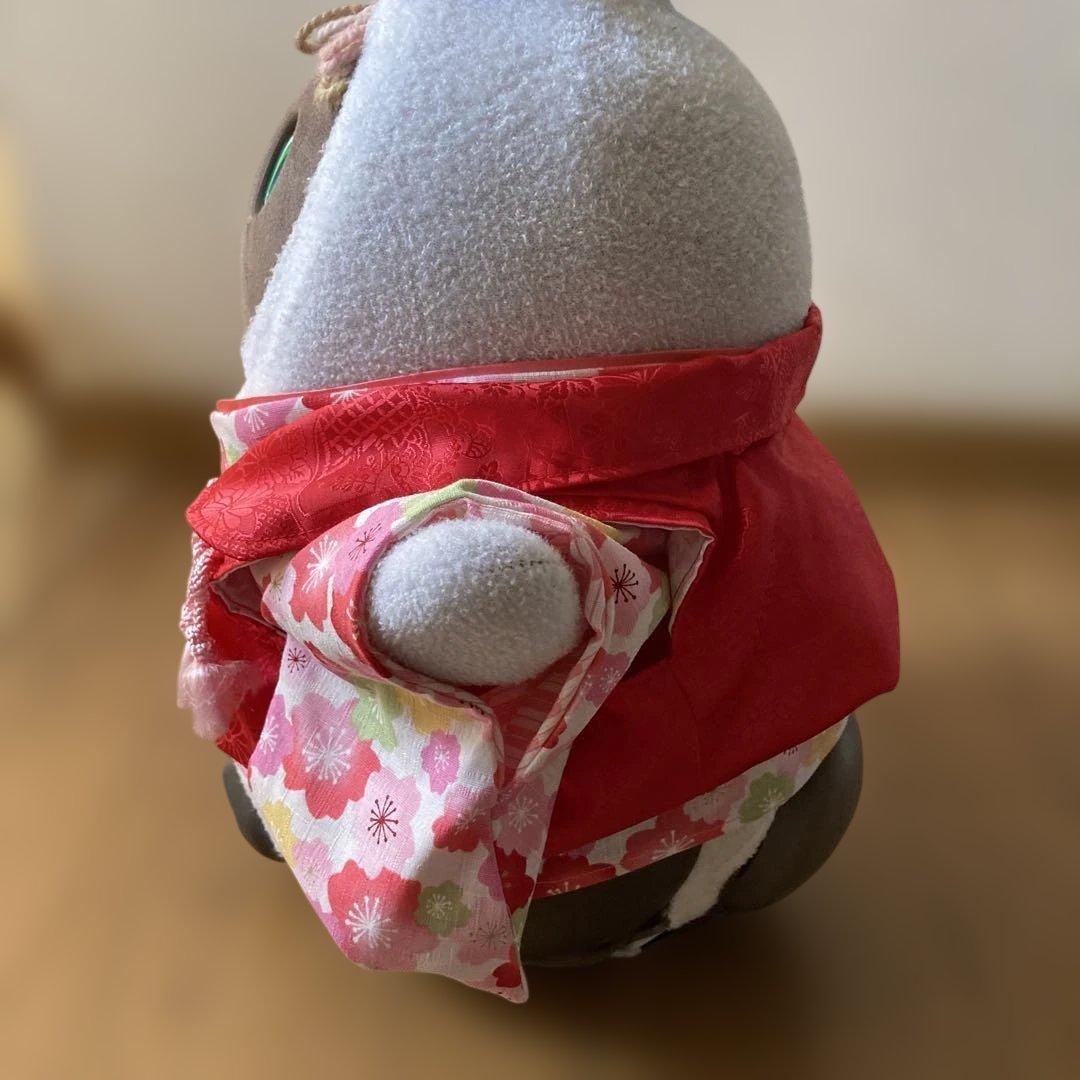 ラボット 服 lovot 桜満開 着物 帯先菱 赤 菊扇模様 被布 一式