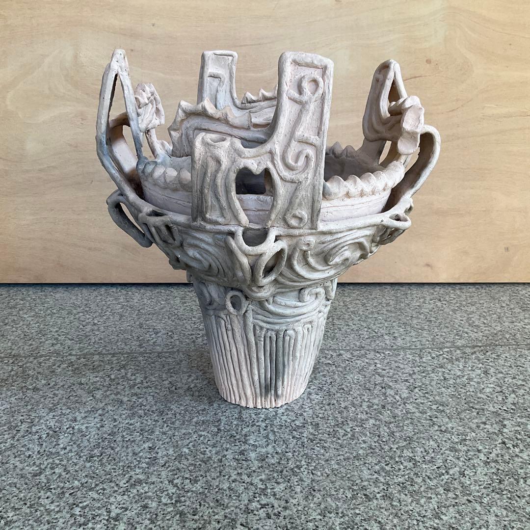 国宝　火焔土器　レプリカ 国宝笹山遺跡・火焔型土器レプリカ27cmO型中鉄製ろうそく立て・和