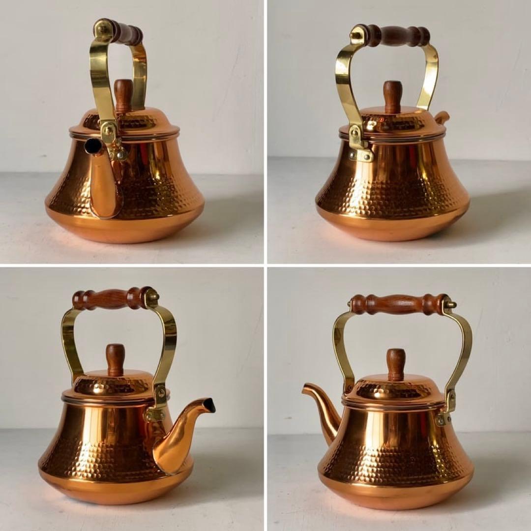 未使用品 島本製作所 鎚目仕上げ 純銅製 ベルケトル 薬缶 レトロ 1.6ℓ