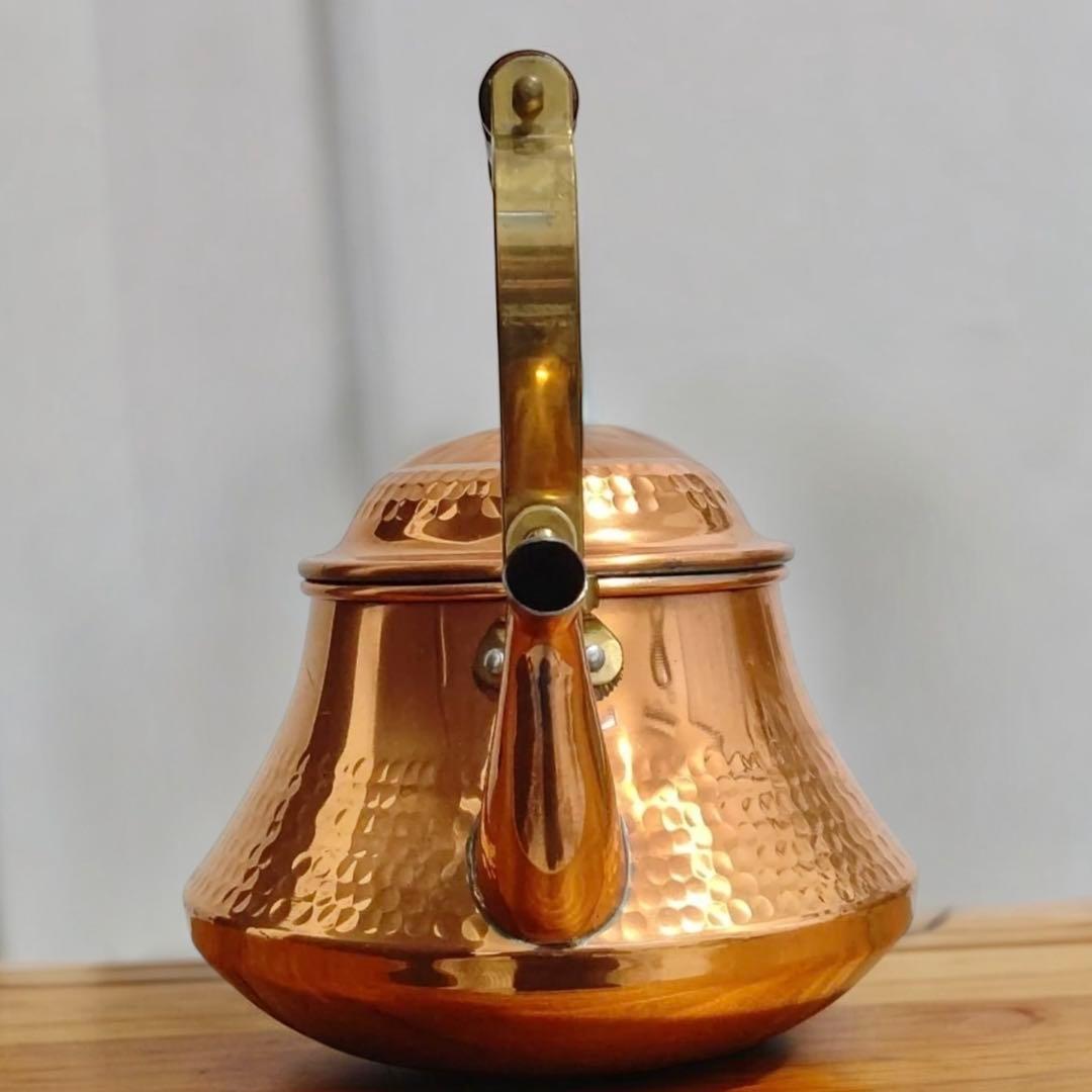 未使用品 島本製作所 鎚目仕上げ 純銅製 ベルケトル 薬缶 レトロ 1.6ℓ