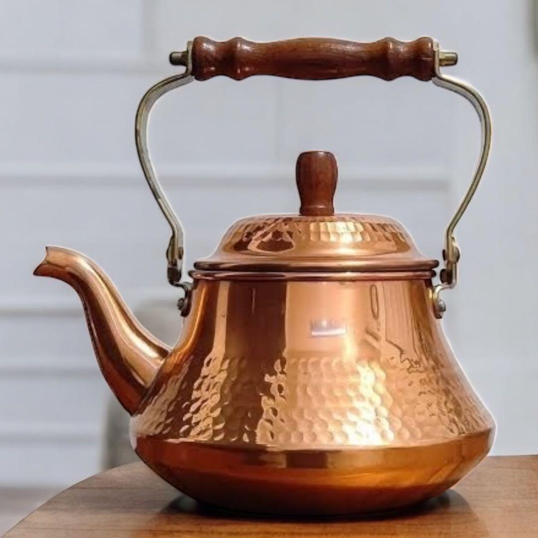 未使用品 島本製作所 鎚目仕上げ 純銅製 ベルケトル 薬缶 レトロ 1.6ℓ
