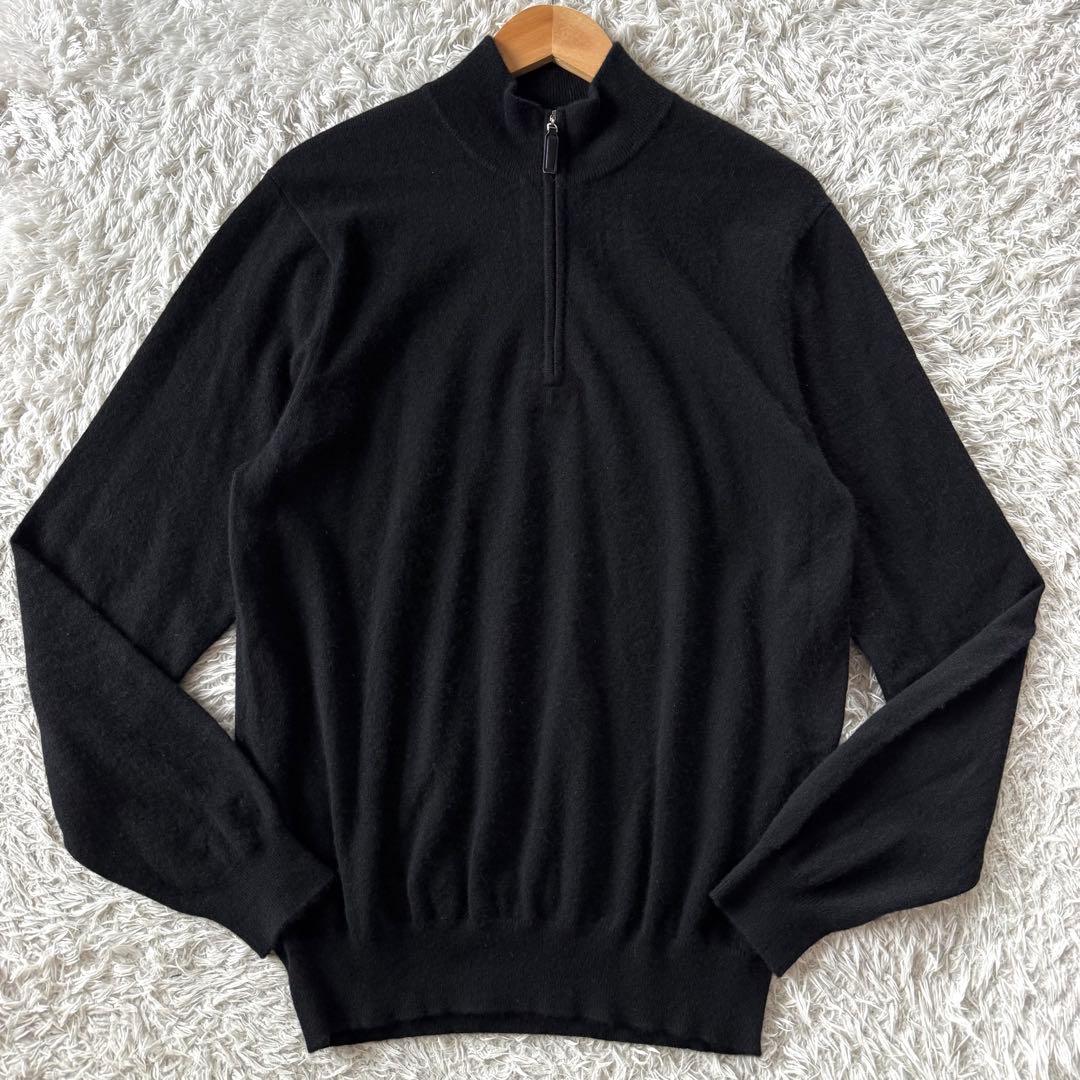 極美品 ユニクロ カシミヤ100％ ハーフジップ ニット セーター 黒 XL