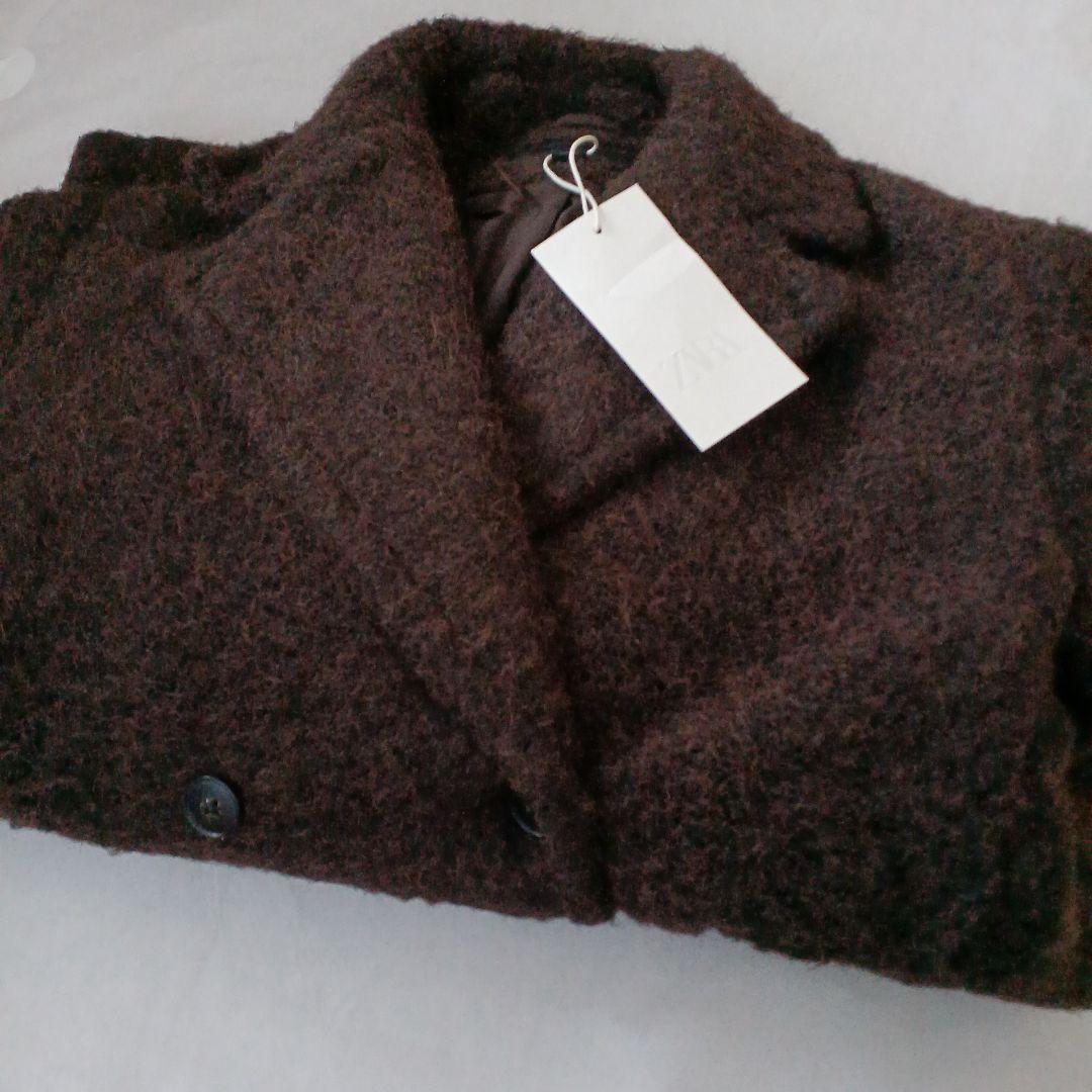 最終値下 ZARA ブークレダブルブレストミディ丈コート S ダーク