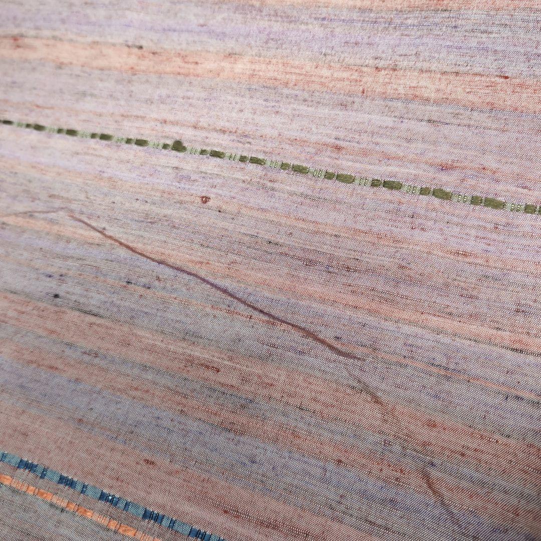 正絹しつけ糸付き ピンク系紫地紬地小紋(袷) 丈162 裄64