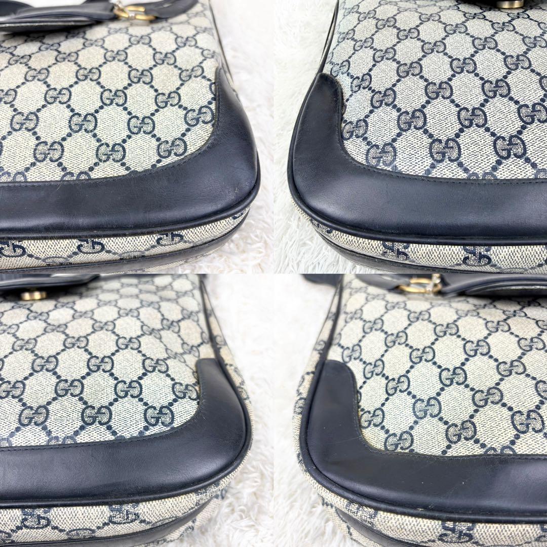 美品】オールドグッチ GGスプリーム 金具 ショルダーバッグ ネイビー