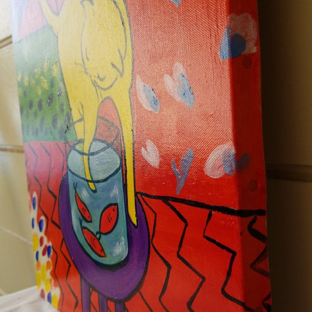 油絵 専用 マティスっぽい金魚と猫のいる部屋