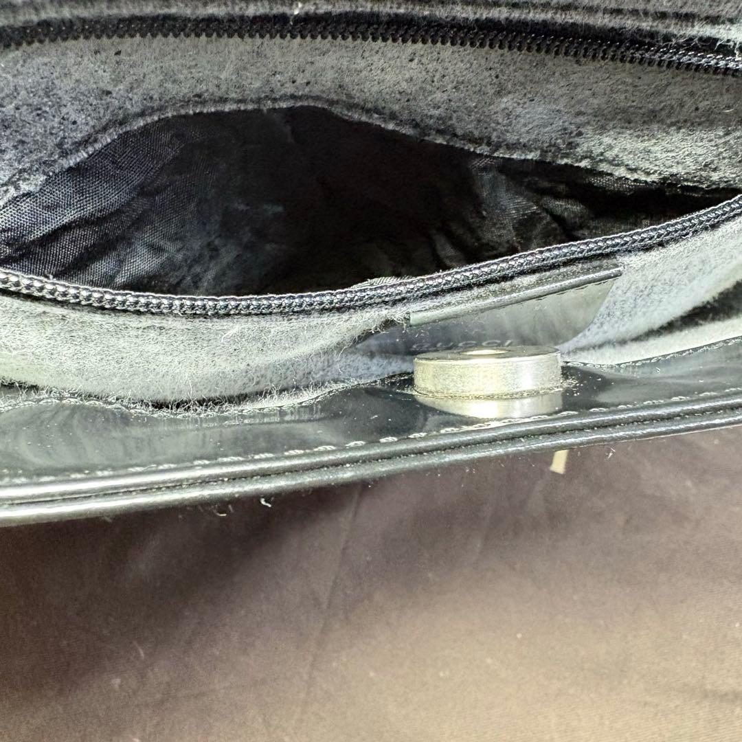 極美品 GUCCI グッチ パテントレザー ワンショルダーブラック リペア